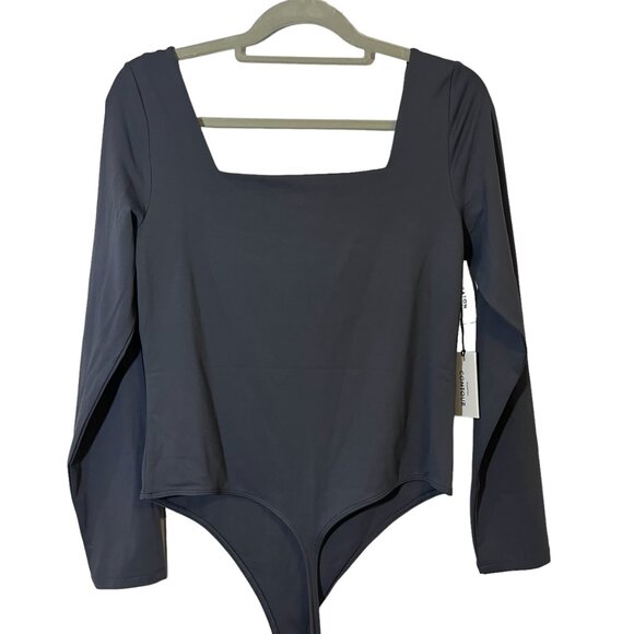 Aritzia Babaton Contour Squareneck Longsleeve Bodysuit Gray XL - Picture 8 of 10